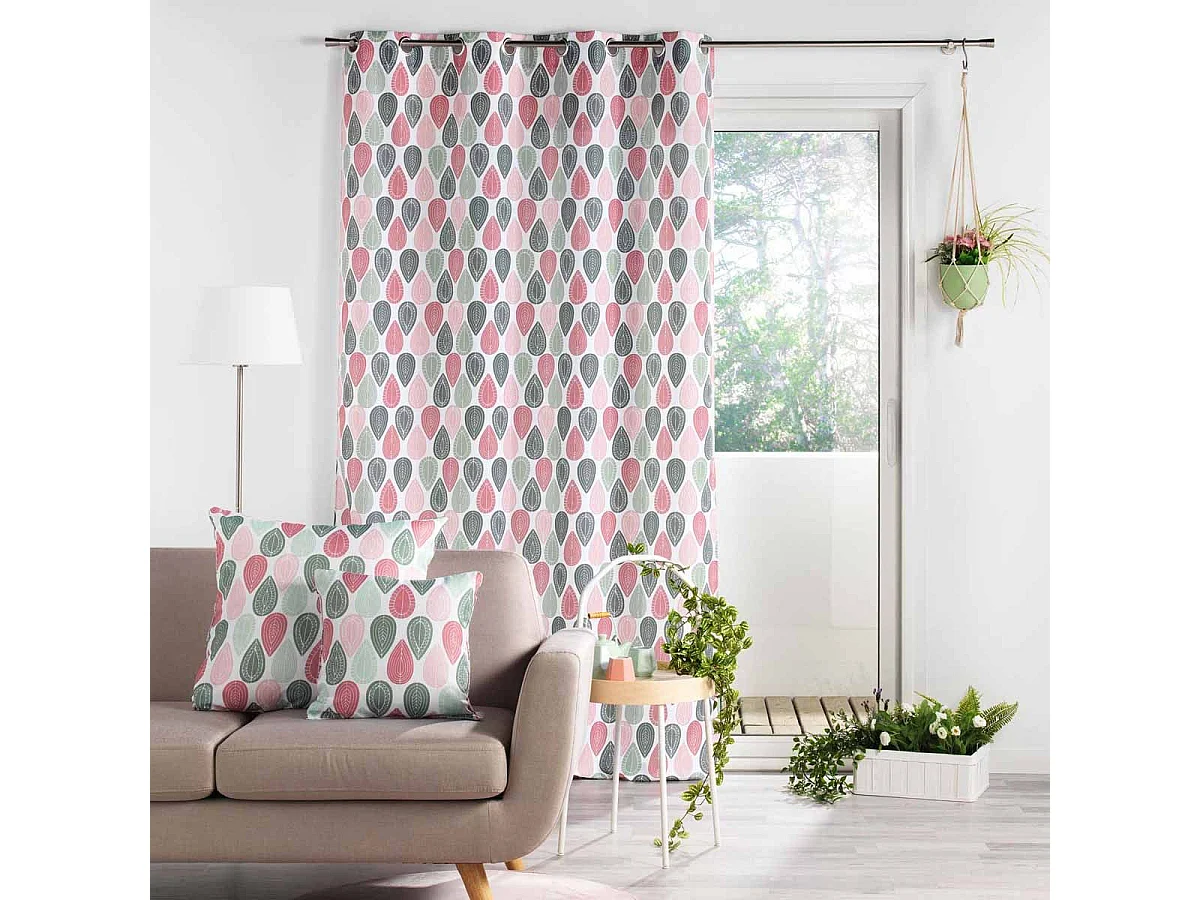 Rideau à Œillets Imprimé "Palpito" 140x260cm Rose