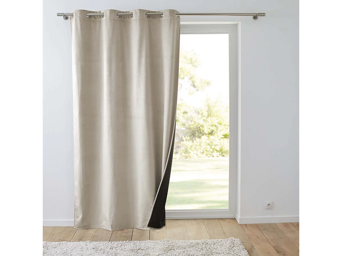 Rideau Isolant Velours "Polarchic" 140x260cm Sable