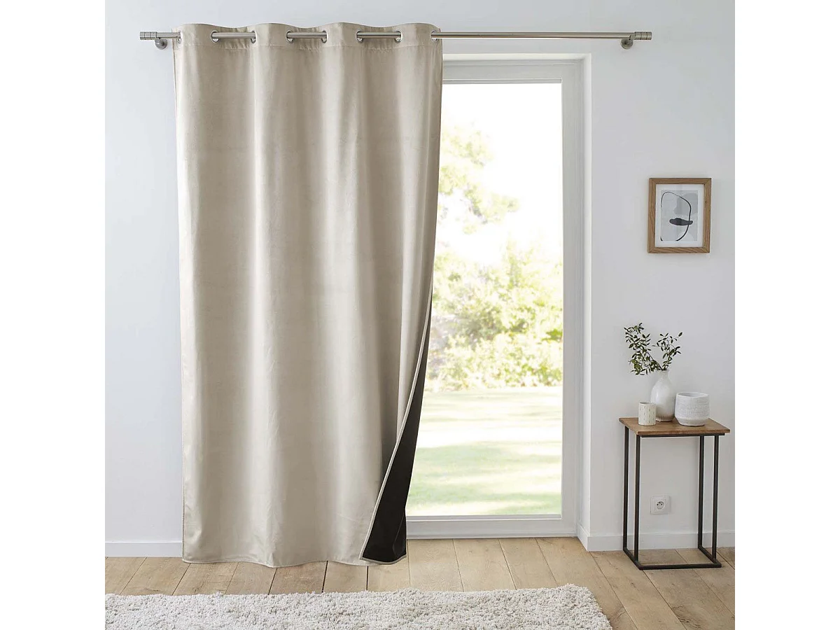 Rideau Isolant Velours "Polarchic" 140x260cm Sable