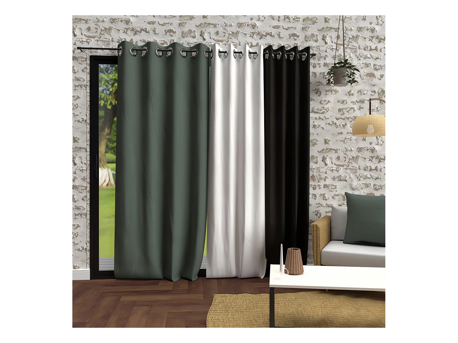 Cortina con ojales de microfibra lavados 135x250 cm BOHEME kaki