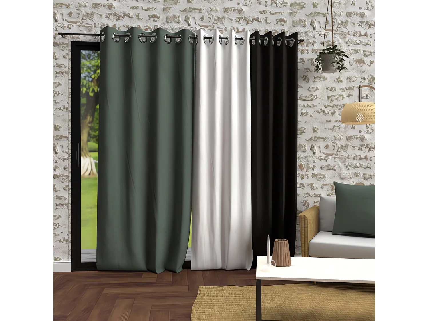 Cortina con ojales de microfibra lavados 135x250 cm BOHEME kaki