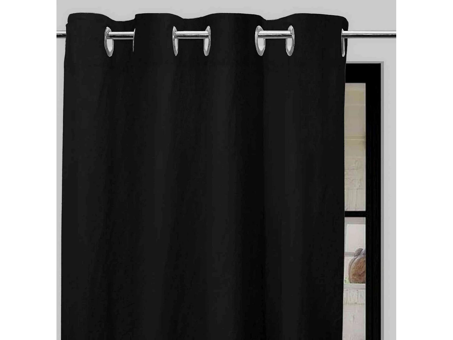 Cortina con ojales de microfibra lavados 135x250 cm BOHEME negro