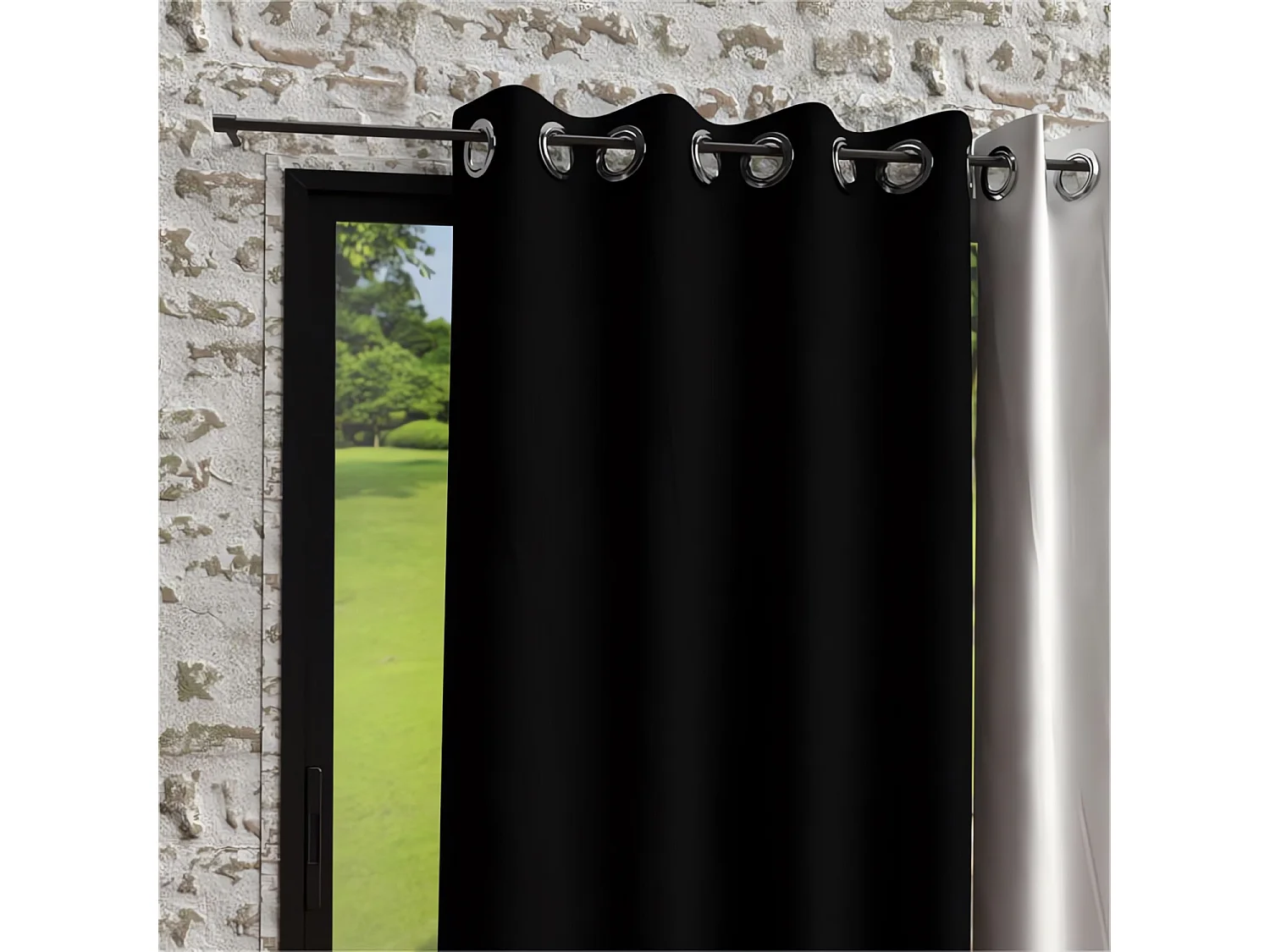 Cortina con ojales de microfibra lavados 135x250 cm BOHEME negro