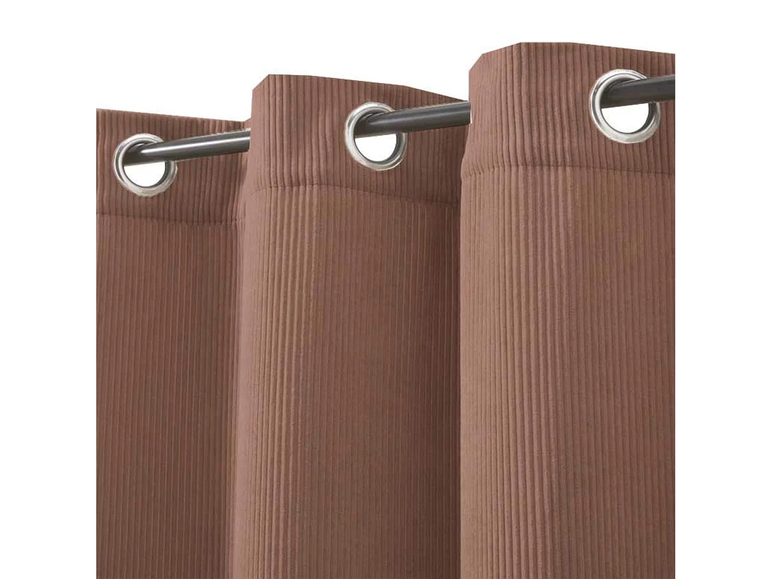 Rideau à œillets en velours côtelé rose 135x250