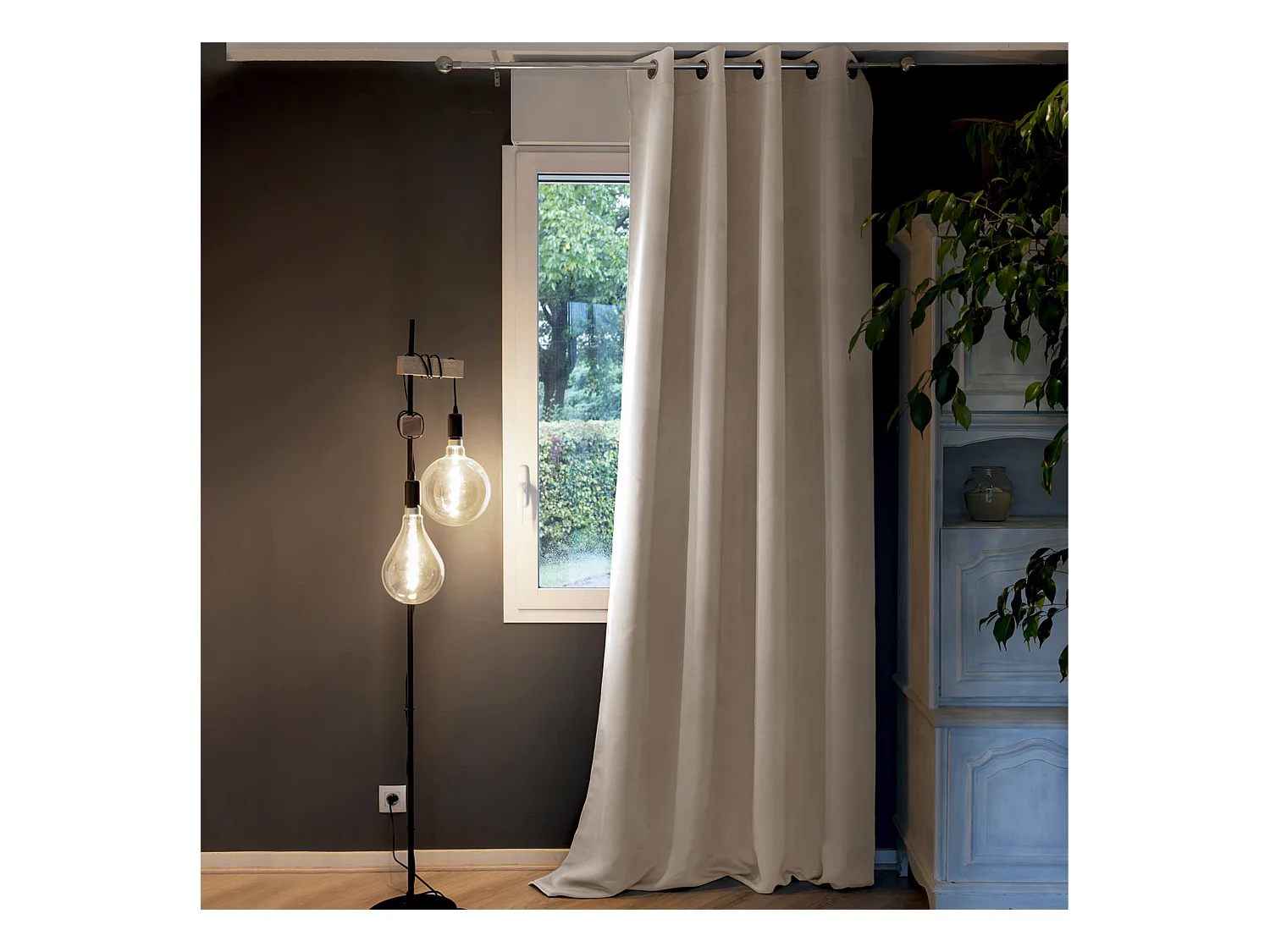 Rideau thermique à œillets beige 180x260