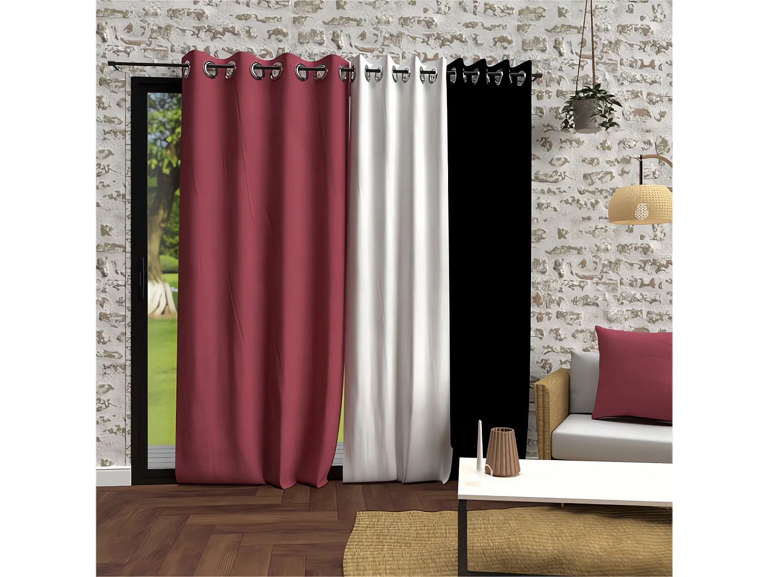 Rideaux à œillets Bohème framboise 135x250 cm