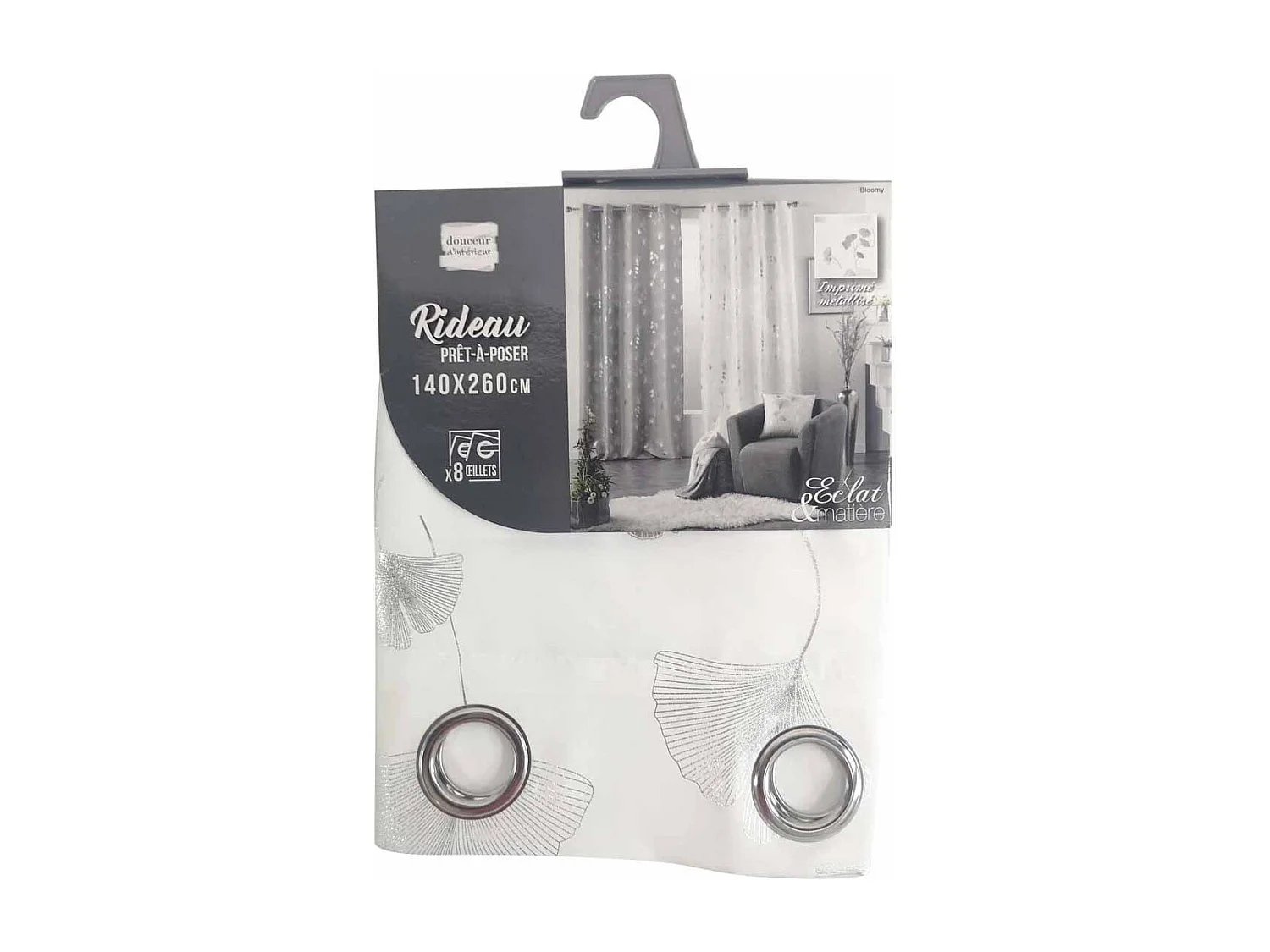 Rideau Déco à Œillets "Bloomy" 140x260cm Blanc