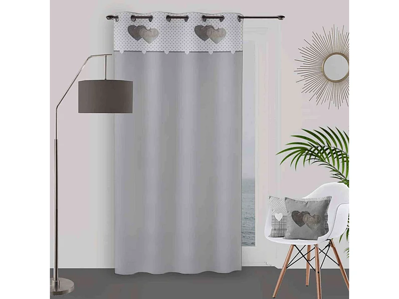Cortina con ojales de algodón puro 135x250 cm LOVE gris