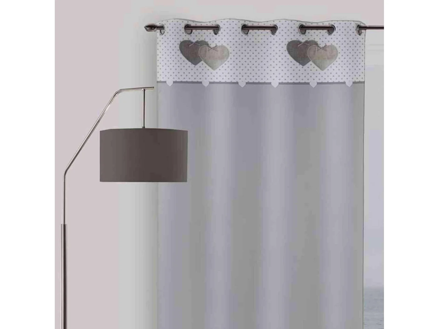 Cortina con ojales de algodón puro 135x250 cm LOVE gris
