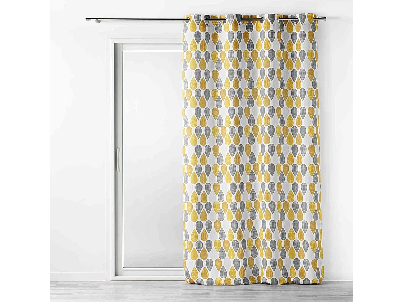 Rideau à Œillets Imprimé "Palpito" 140x260cm Jaune & Blanc