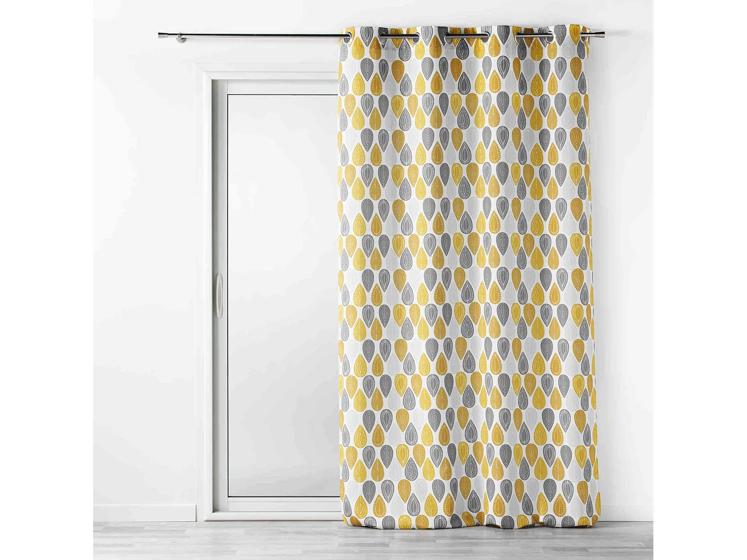 Rideau à Œillets Imprimé "Palpito" 140x260cm Jaune & Blanc
