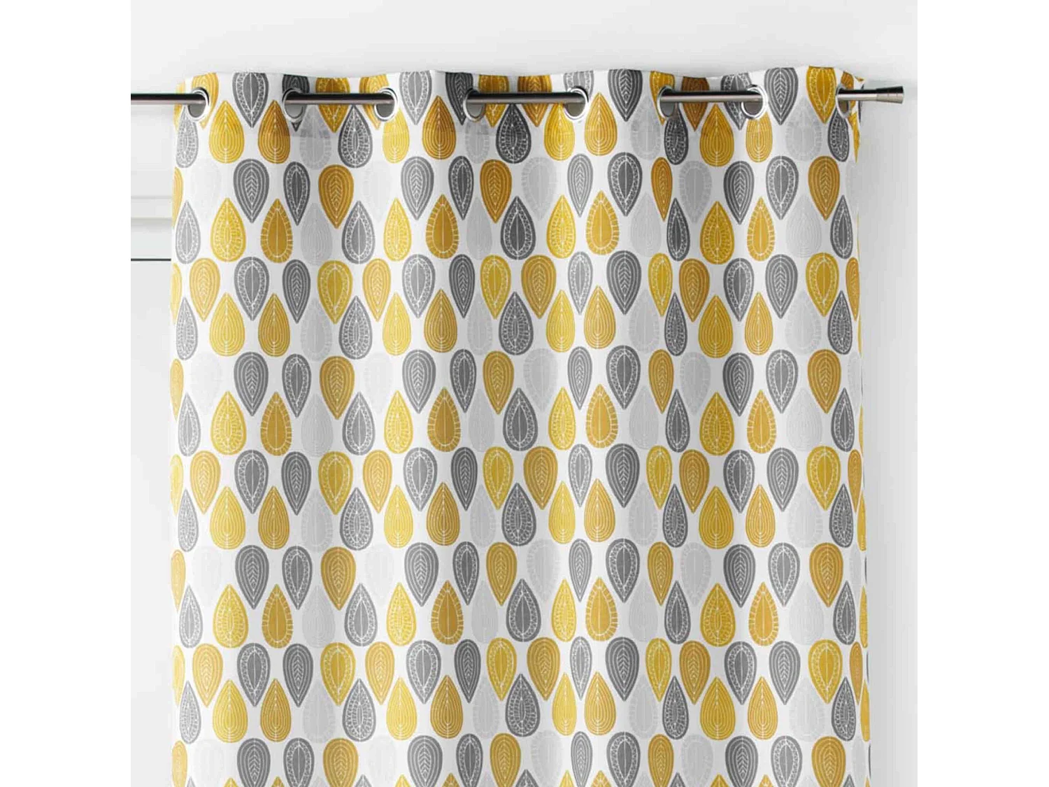 Rideau à Œillets Imprimé "Palpito" 140x260cm Jaune & Blanc