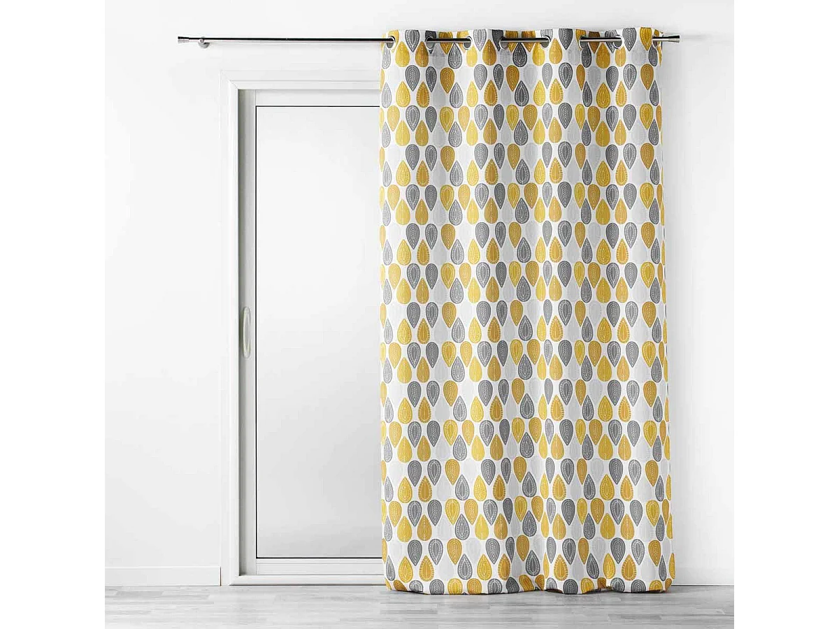 Rideau à Œillets Imprimé "Palpito" 140x260cm Jaune & Blanc