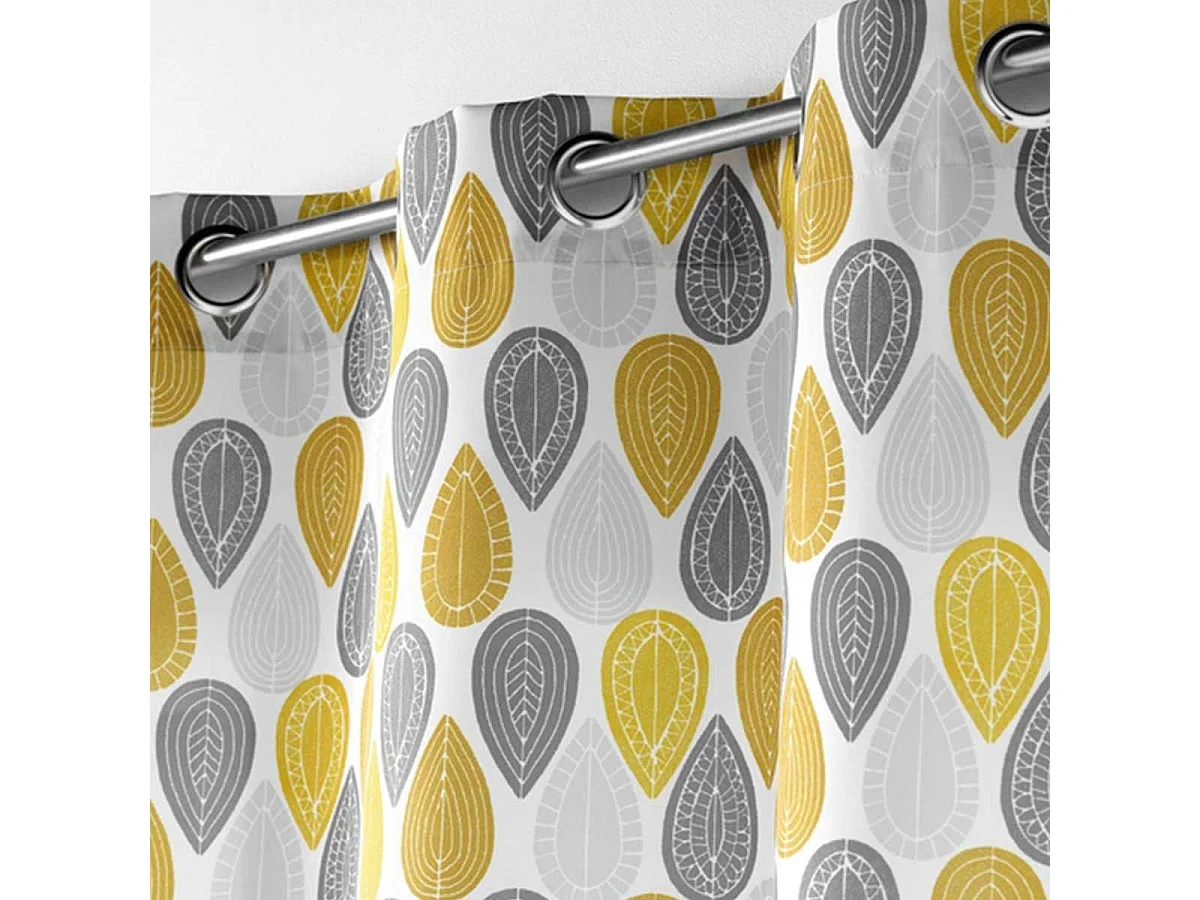 Rideau à Œillets Imprimé "Palpito" 140x260cm Jaune & Blanc