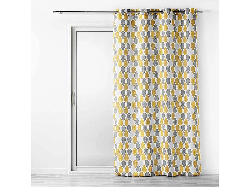 Rideau à Œillets Imprimé "Palpito" 140x260cm Jaune & Blanc