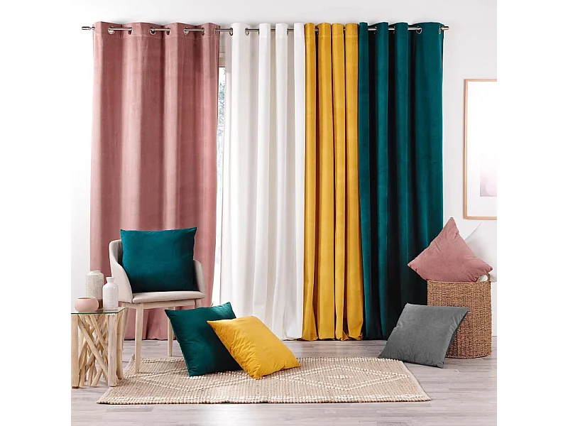 Rideau à Œillets "Velouriane" 140x260cm Ocre