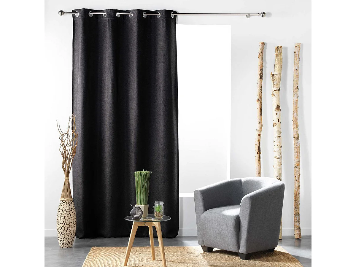 Rideau Occultant Tissé "Tramina" 135x240cm Noir