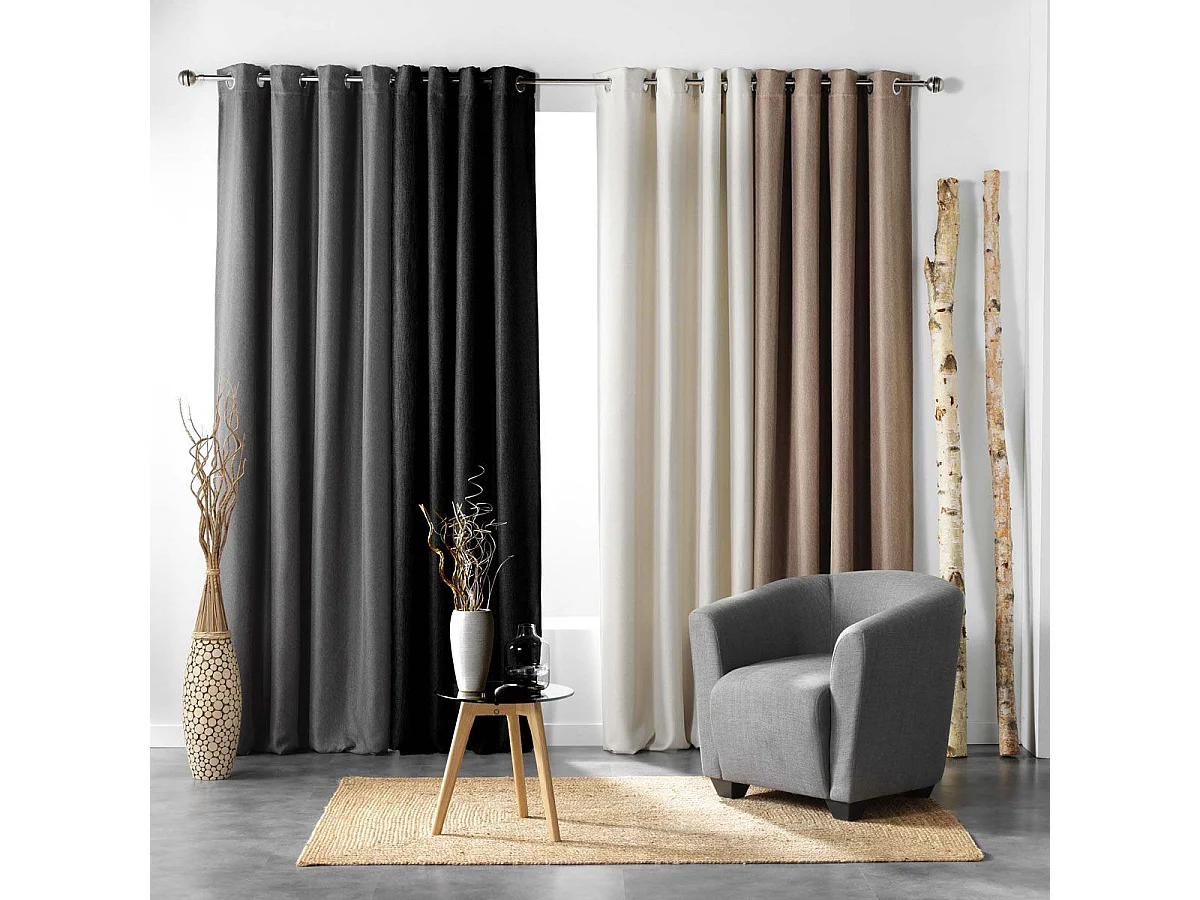 Rideau Occultant Tissé "Tramina" 135x240cm Noir