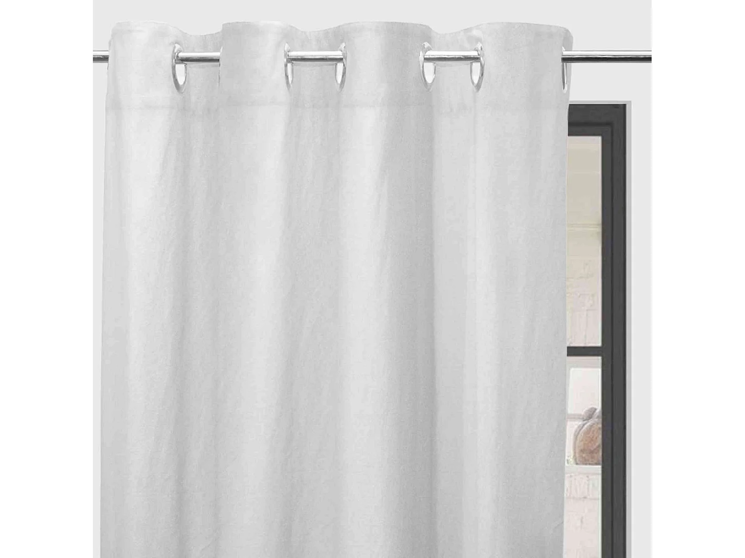 Cortina con ojales lavados de microfibra 135x250 BOHEME blanco