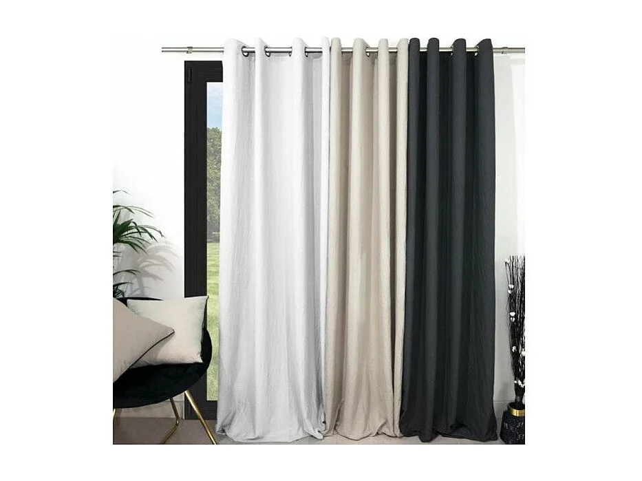 Cortina con ojales lavados de microfibra 135x250 BOHEME blanco