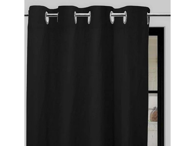 Cortina con ojales de microfibra lavada 135x180 cm BOHEME negro