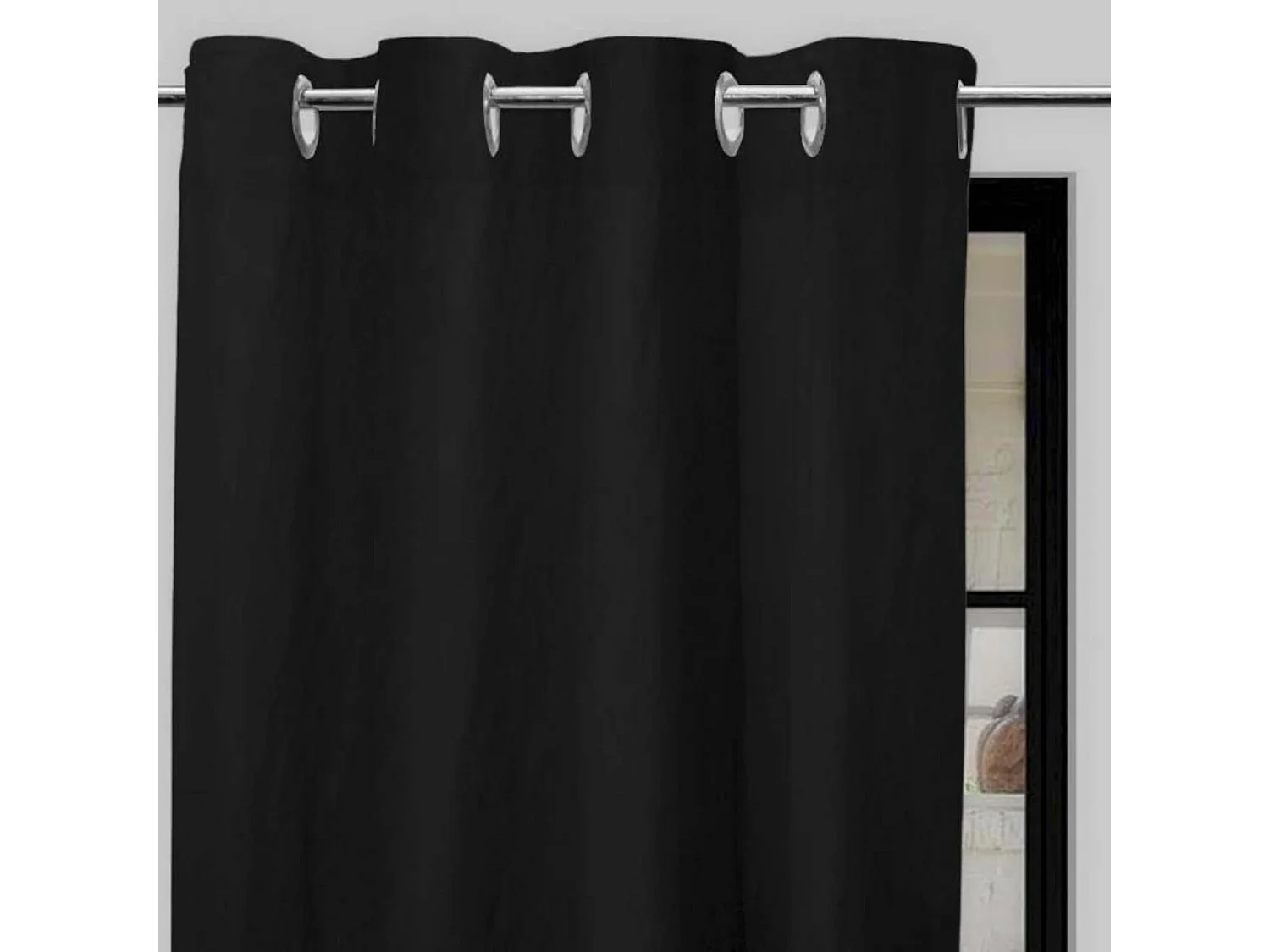 Cortina con ojales de microfibra lavada 135x180 cm BOHEME negro