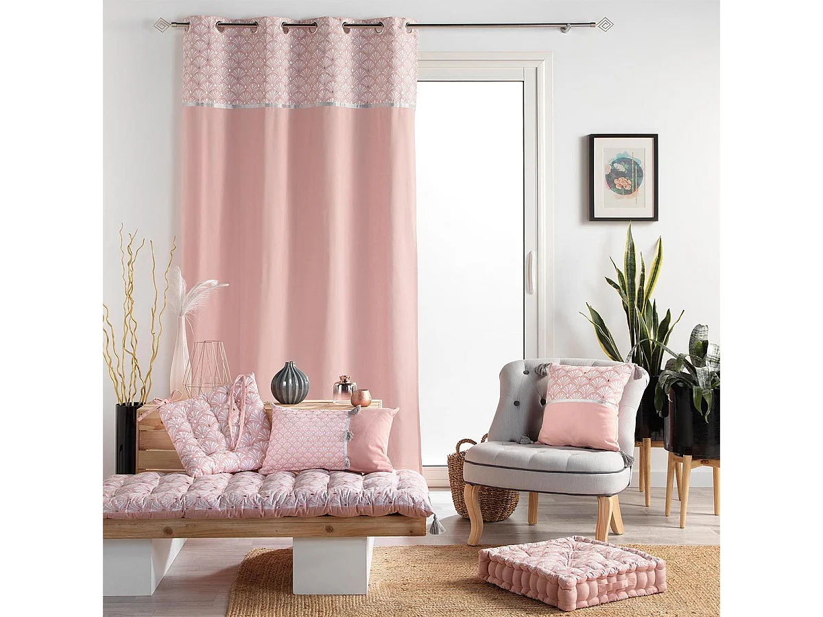 Rideau à Œillets Imprimé "Art Chic" 140x240cm Rose
