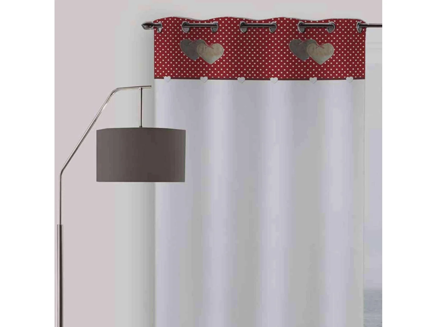 Cortina con ojales de algodón puro 130x250 cm LOVE rojo