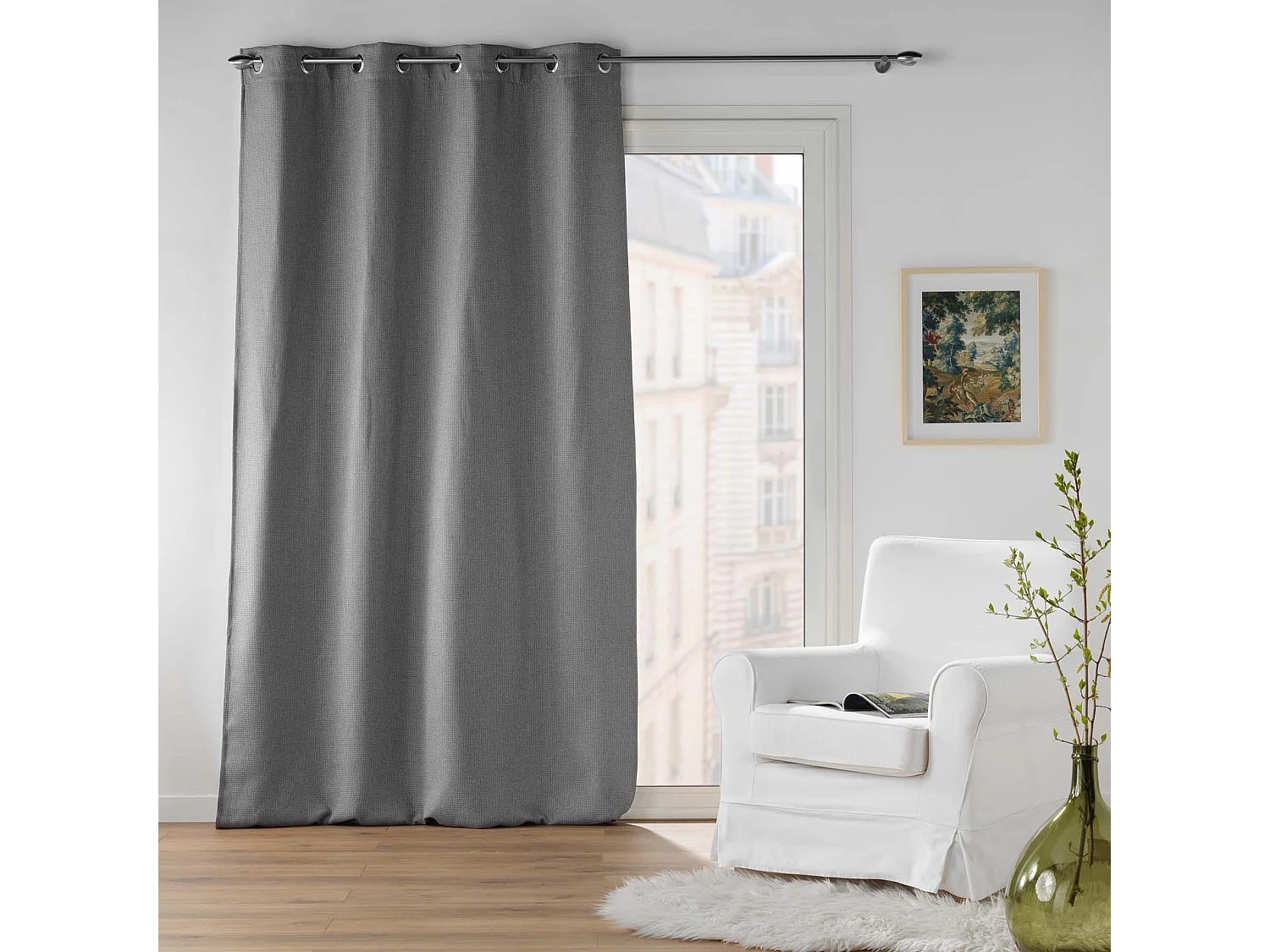 Rideau Occultant Jacquard "Blake" 135x240cm Anthracite