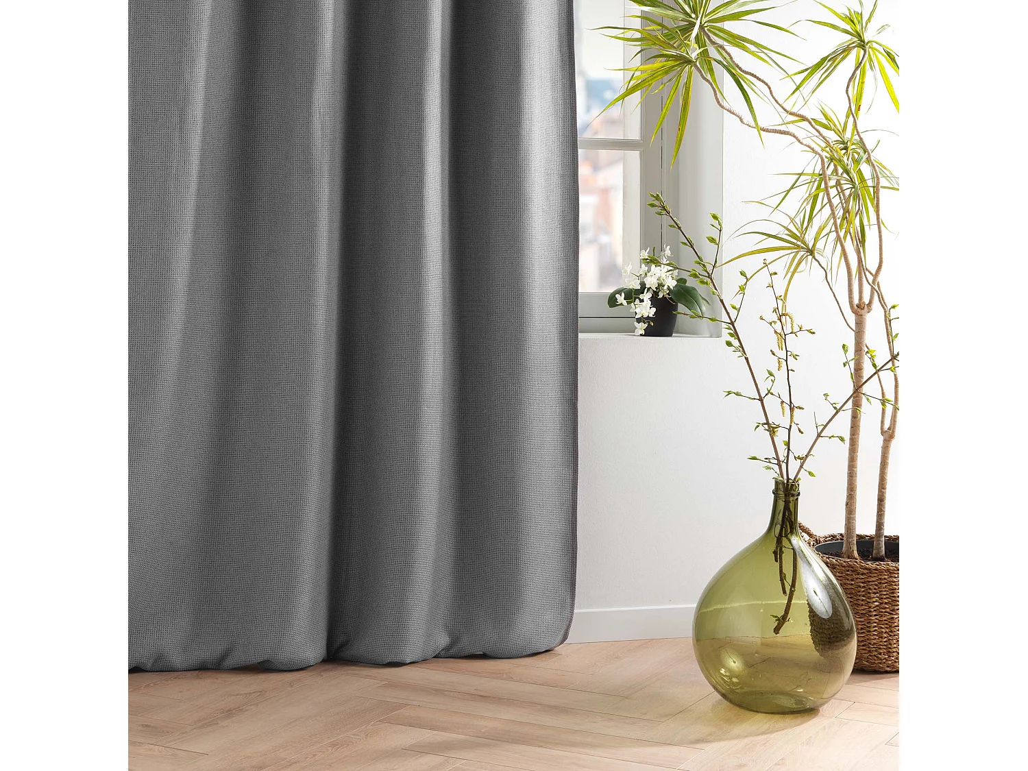 Rideau Occultant Jacquard "Blake" 135x240cm Anthracite