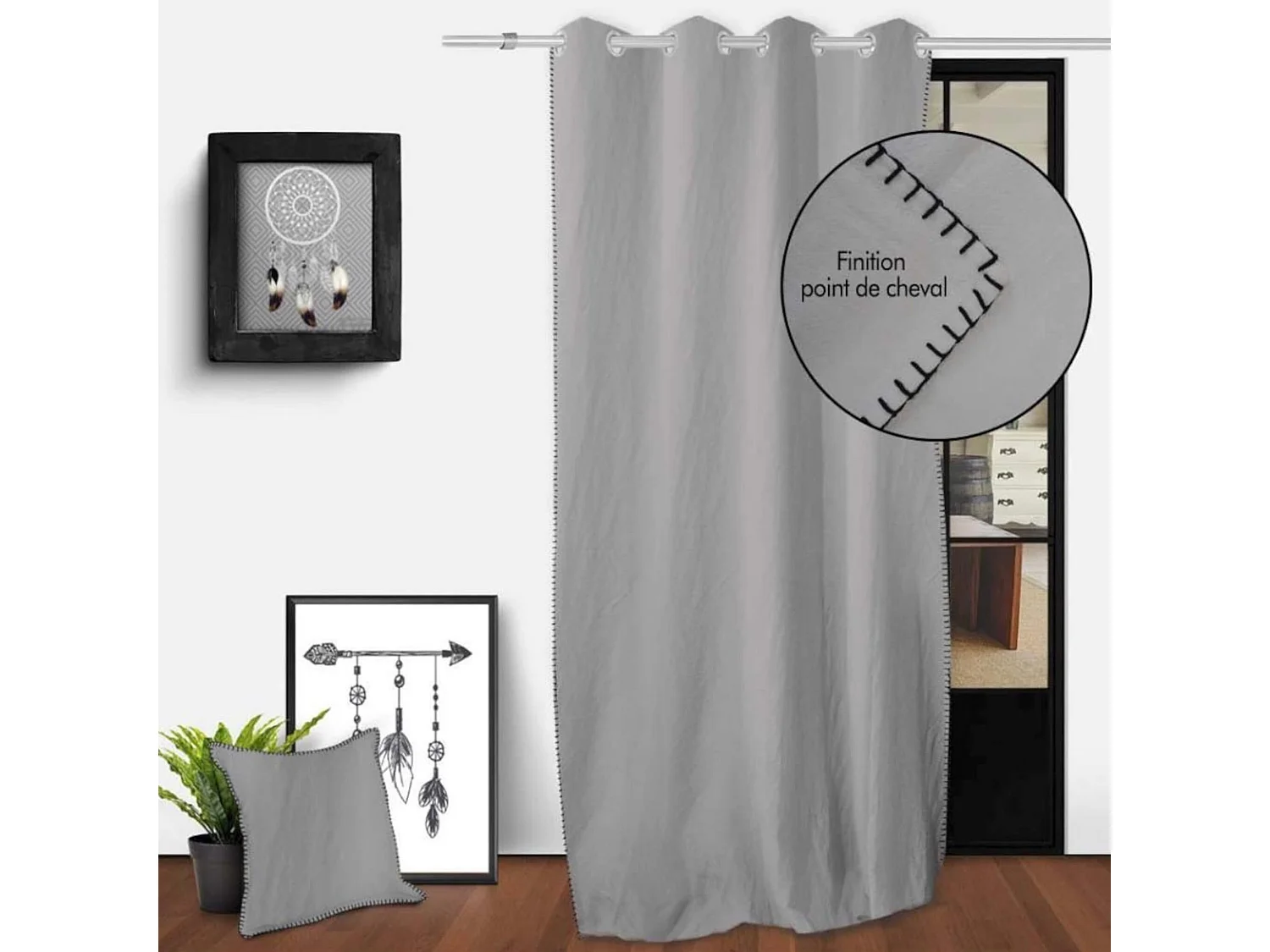 Rideau à œillets Spirit gris 135x250 cm