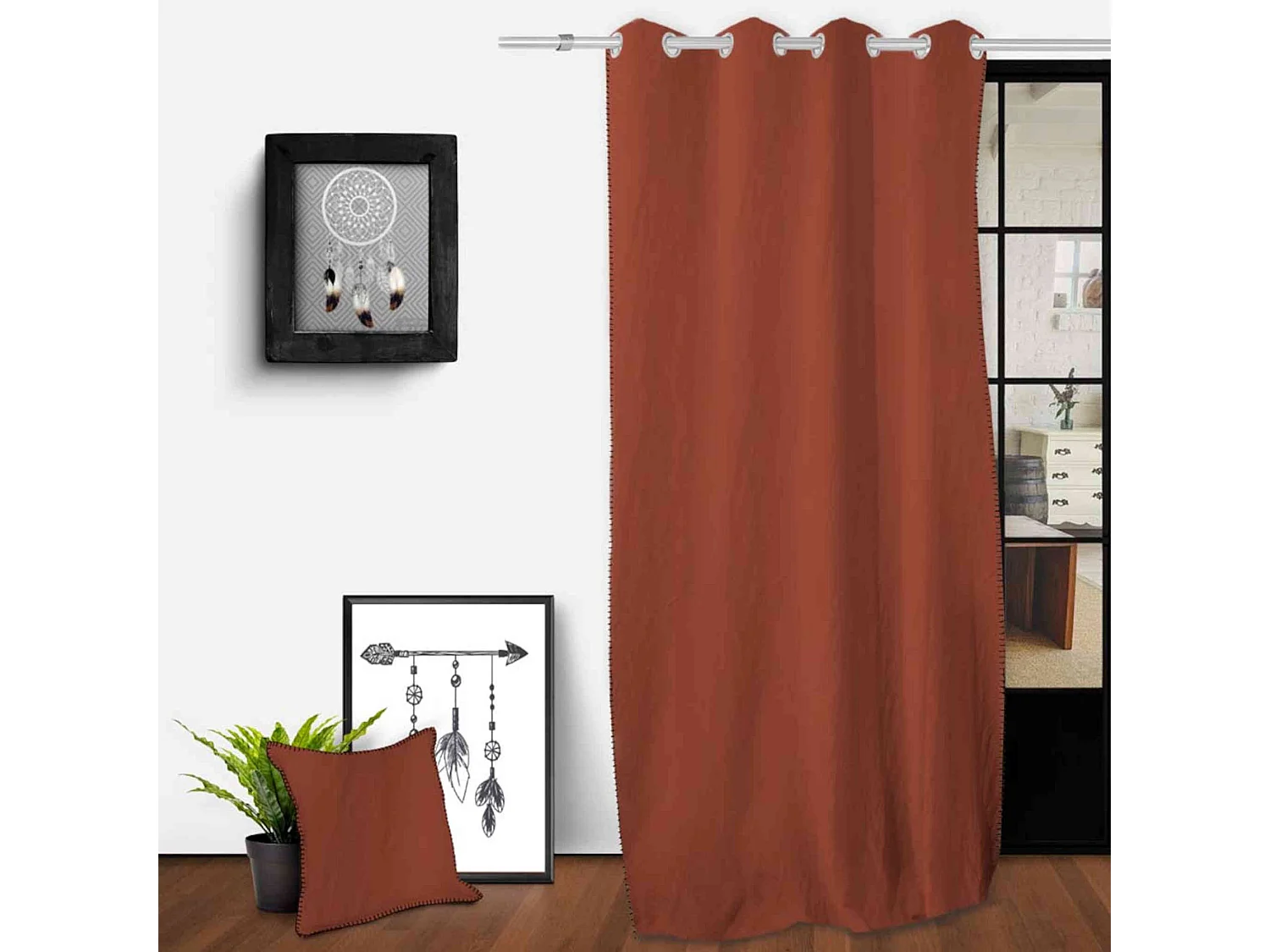 Rideau à œillets Spirit orange 135x250 cm