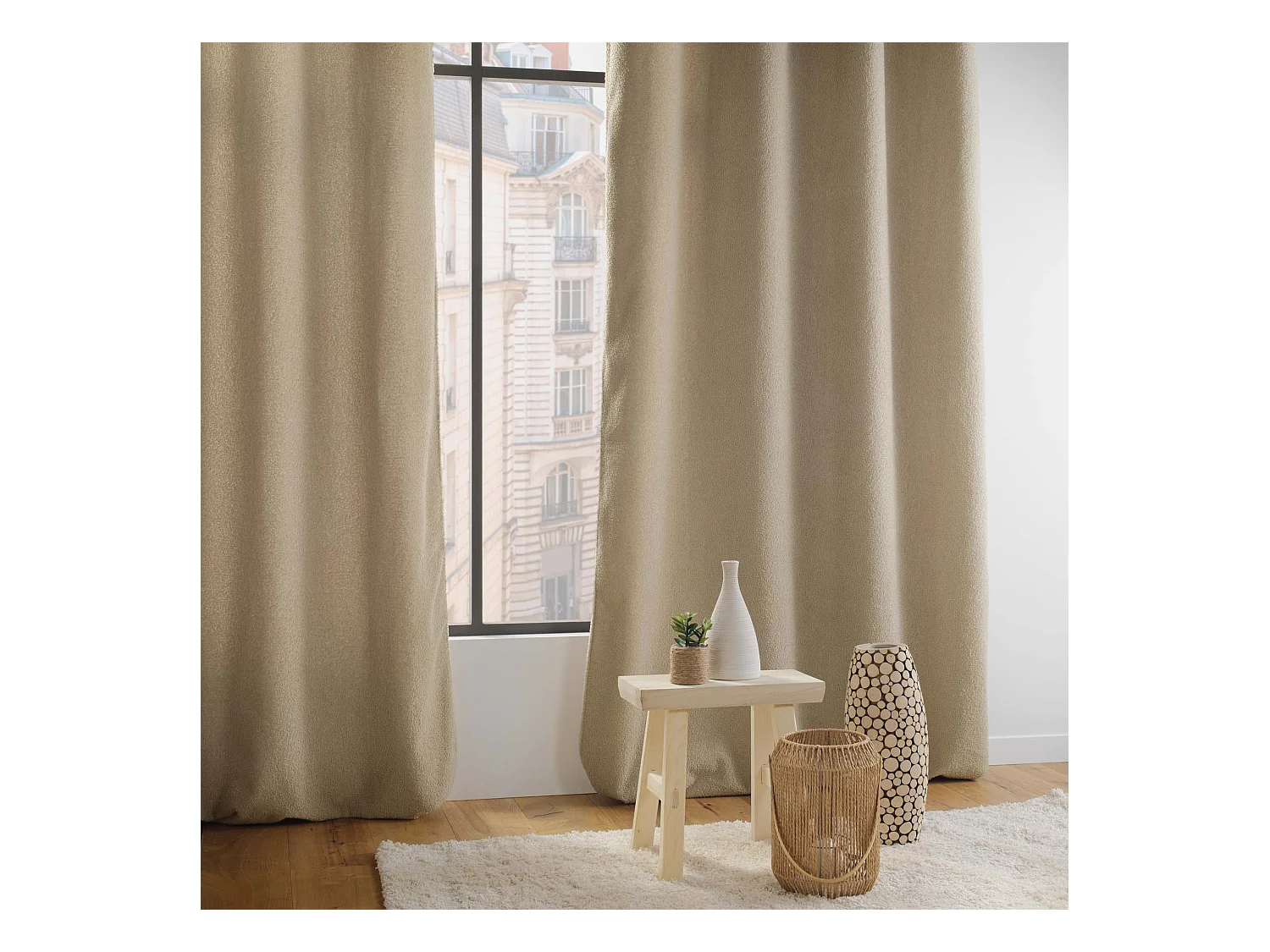 Rideau à Œillets Bouclette "Wooly" 140x240cm Beige