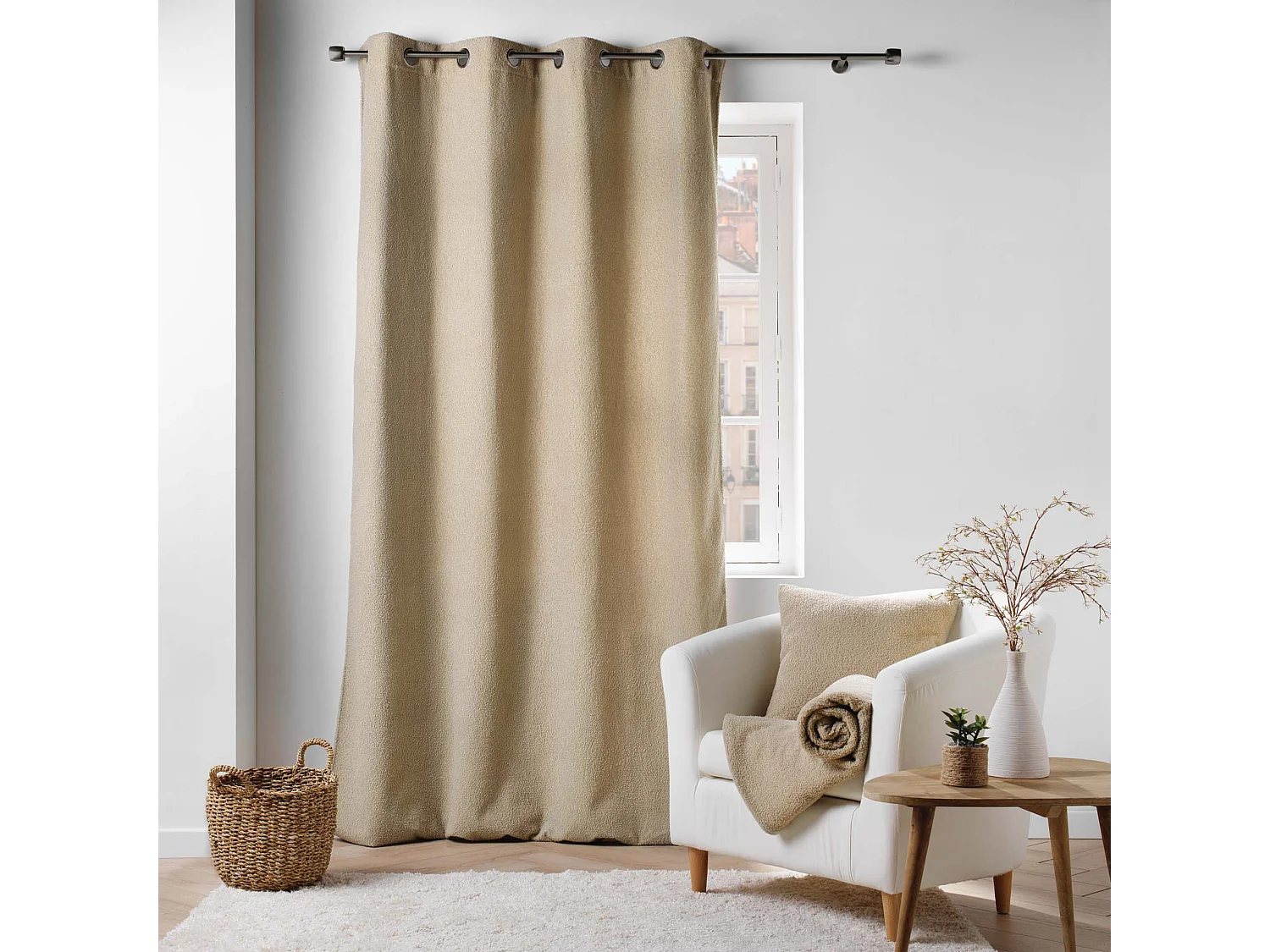 Cortina con Ojetes Wooly Bouclette Unida 140 x 240 cm