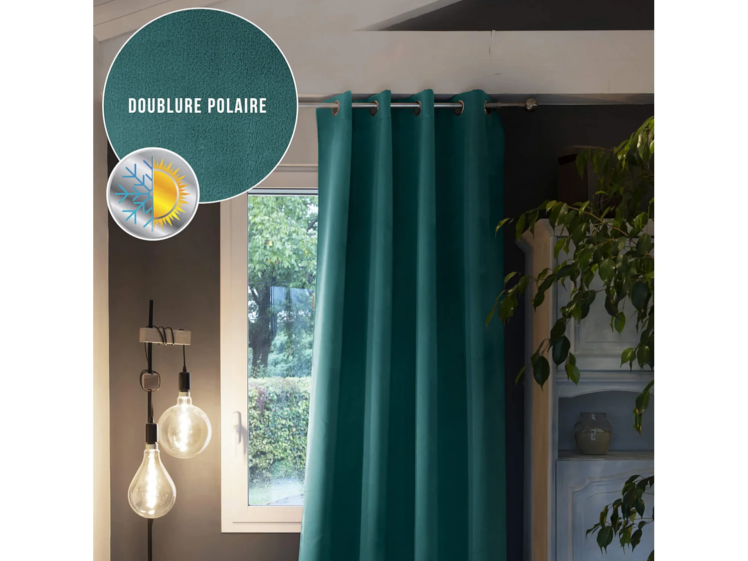 Rideau thermique à œillets canard 180x260