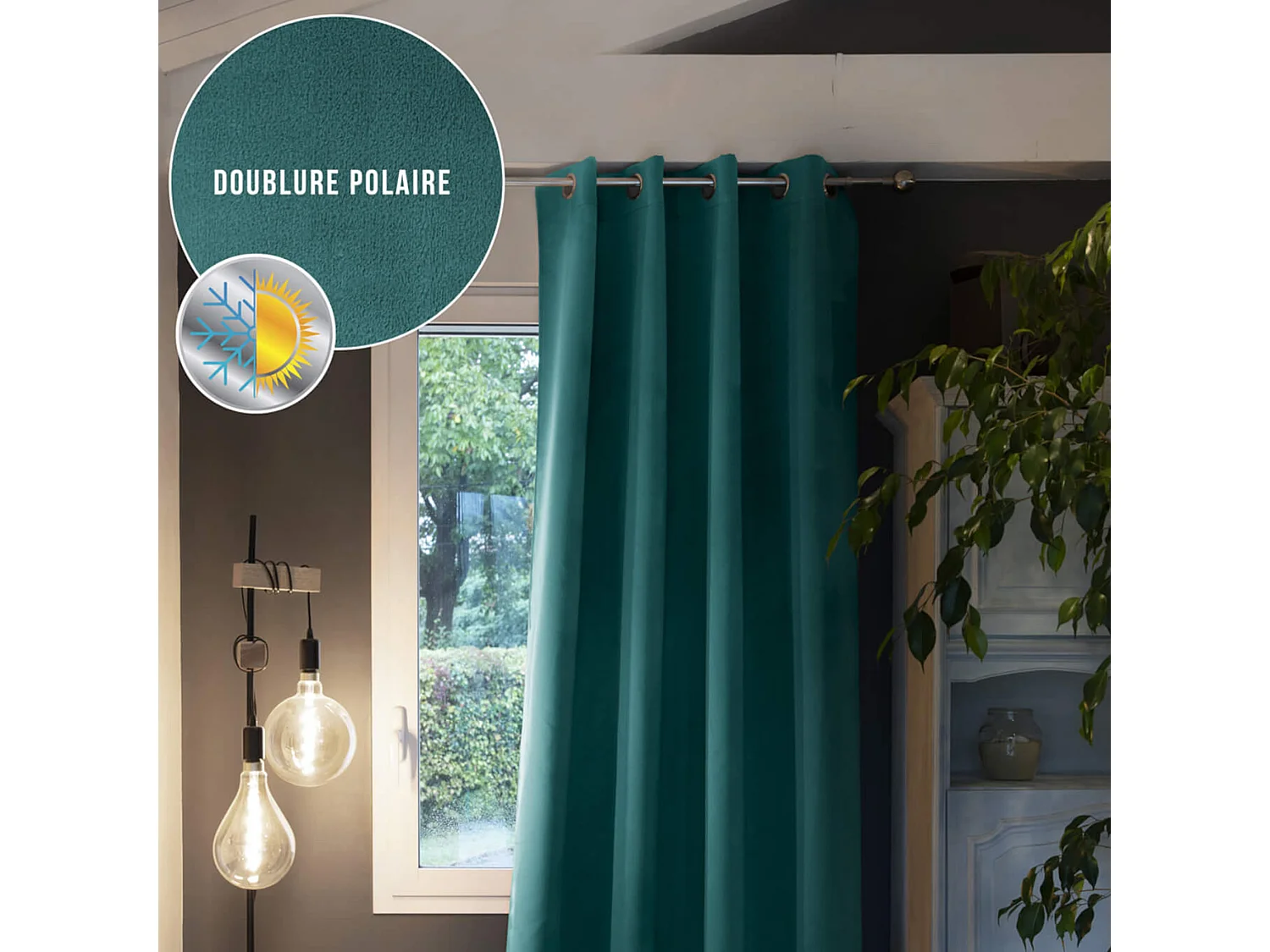 Rideau thermique à œillets canard 180x260