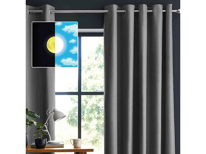 Rideau occultant à œillets anthracite 140x180 cm