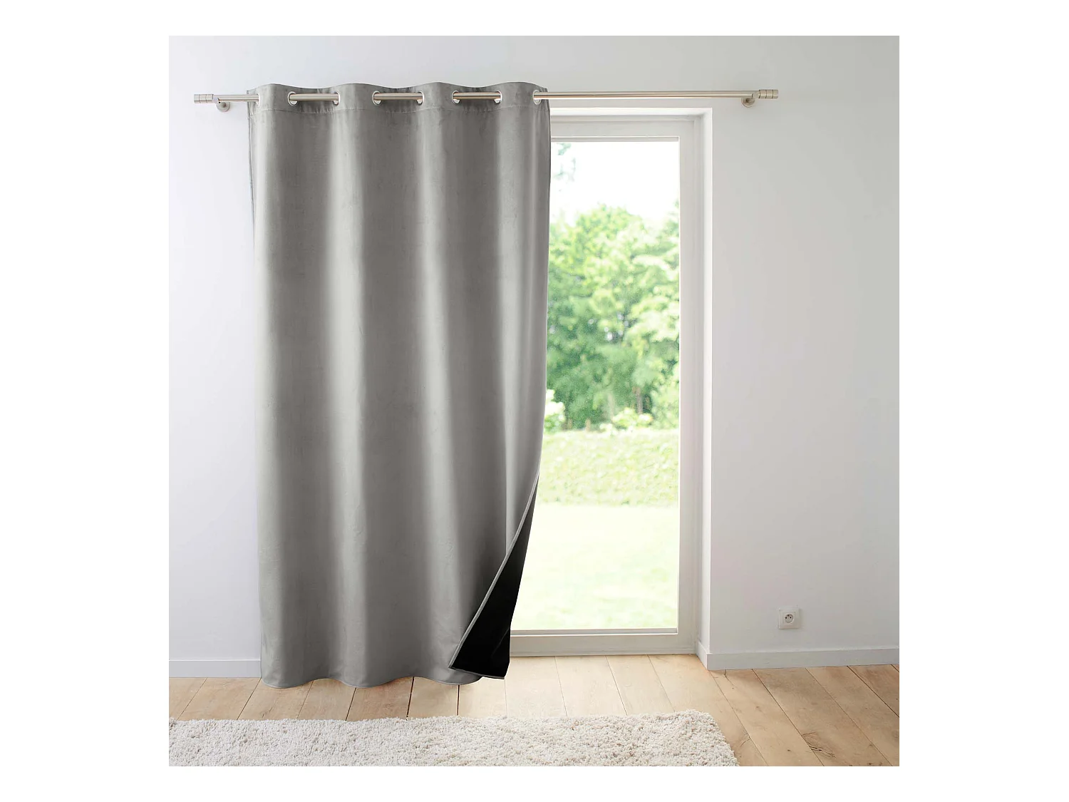 Rideau Isolant Velours "Polarchic" 140x260cm Gris