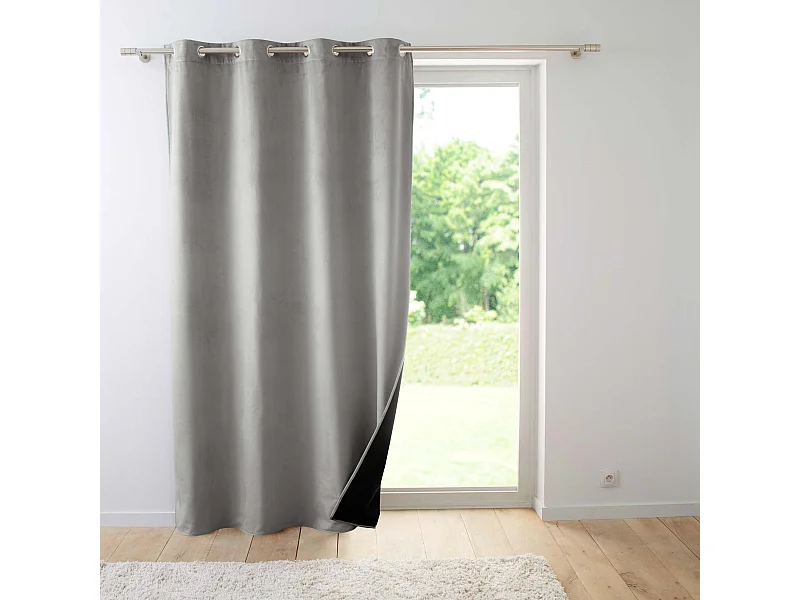 Rideau Isolant Velours "Polarchic" 140x260cm Gris