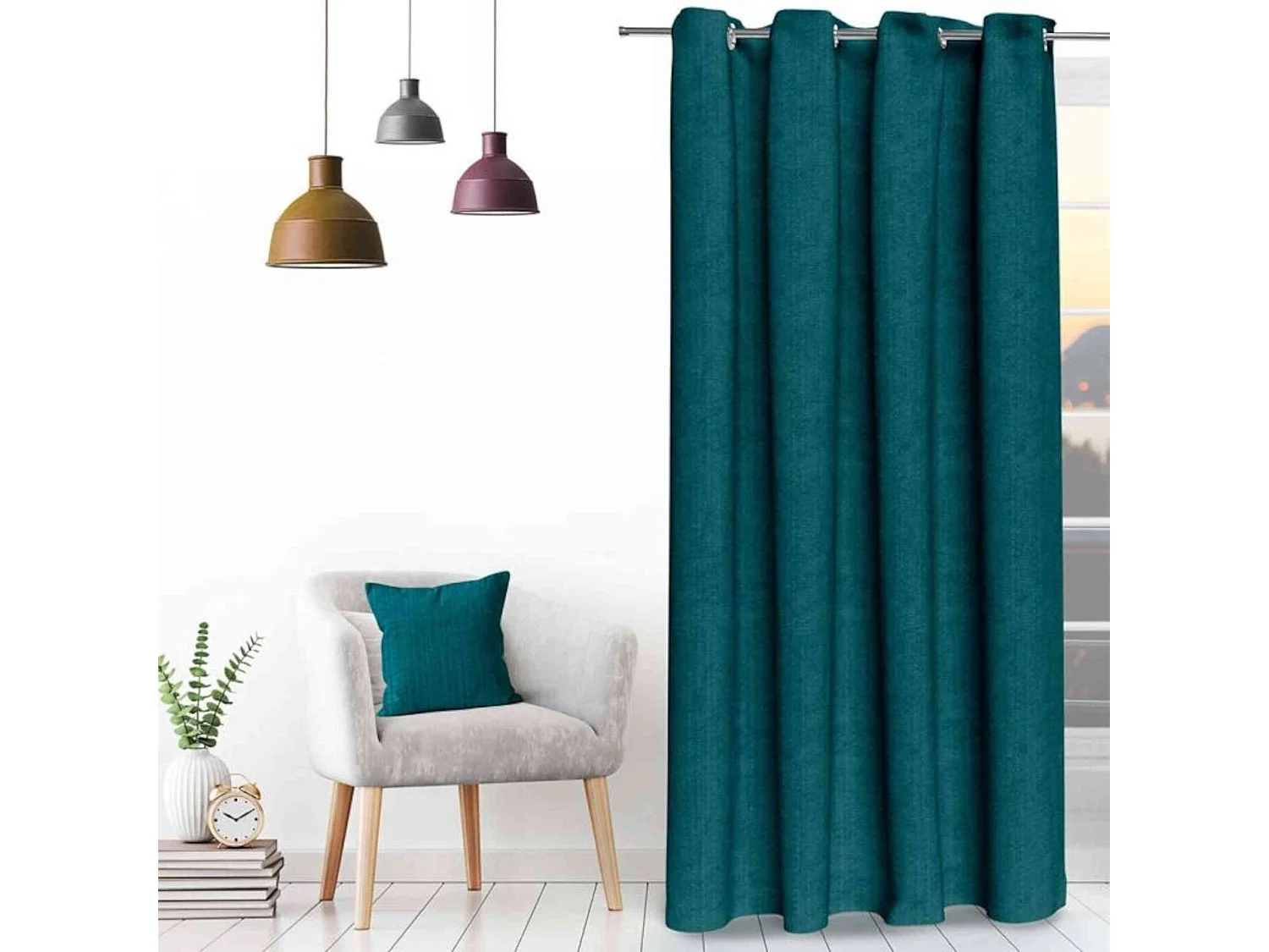 Cortina con ojales de VELVET pato azul