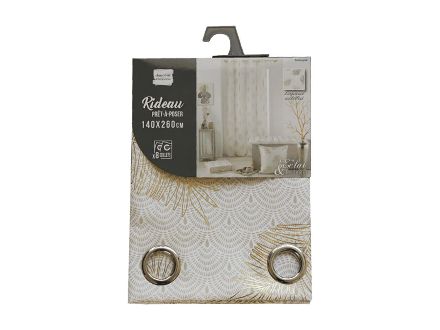 Rideau à Œillets "Sunny Gold" 140x260cm Or