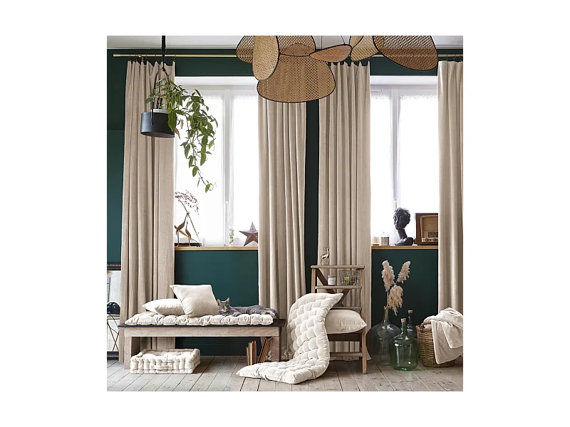 Rideau à pinces velours 140x270 cm beige