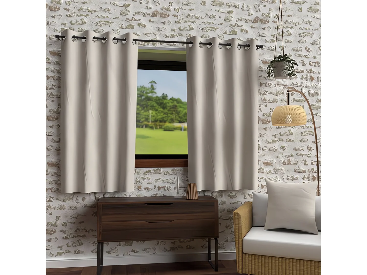 Cortina con ojales lavados de microfibra 135x180 cm BOHEME lino