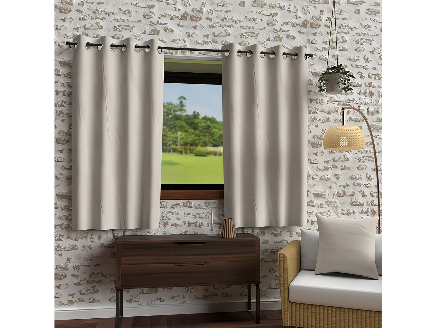 Cortina con ojales lavados de microfibra 135x180 cm BOHEME lino