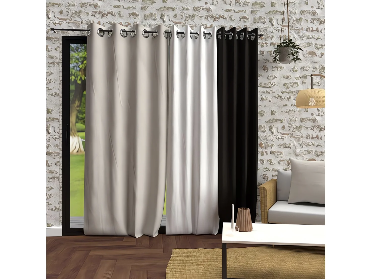 Cortina con ojales lavados de microfibra 135x250 cm BOHEME lino