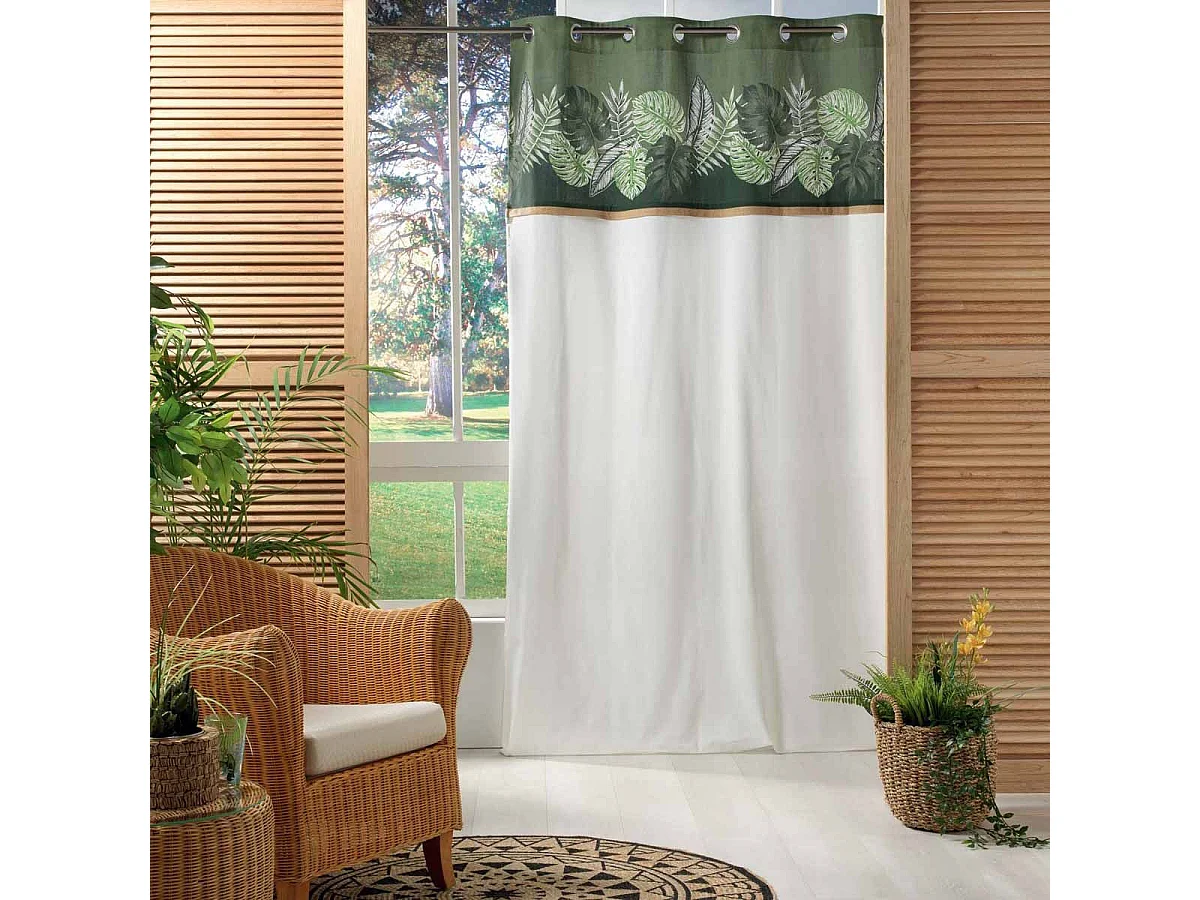 Rideau à Œillets Imprimé "Guinee" 140x240cm Blanc