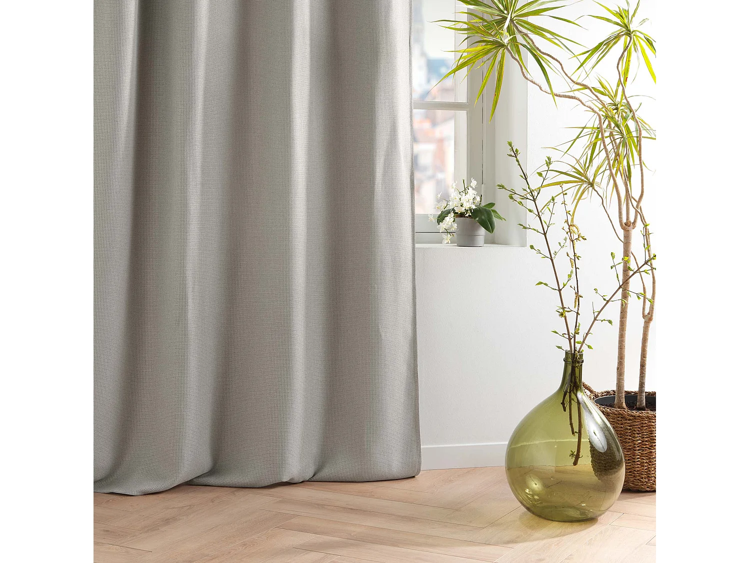 Rideau Occultant Jacquard "Blake" 135x240cm Gris