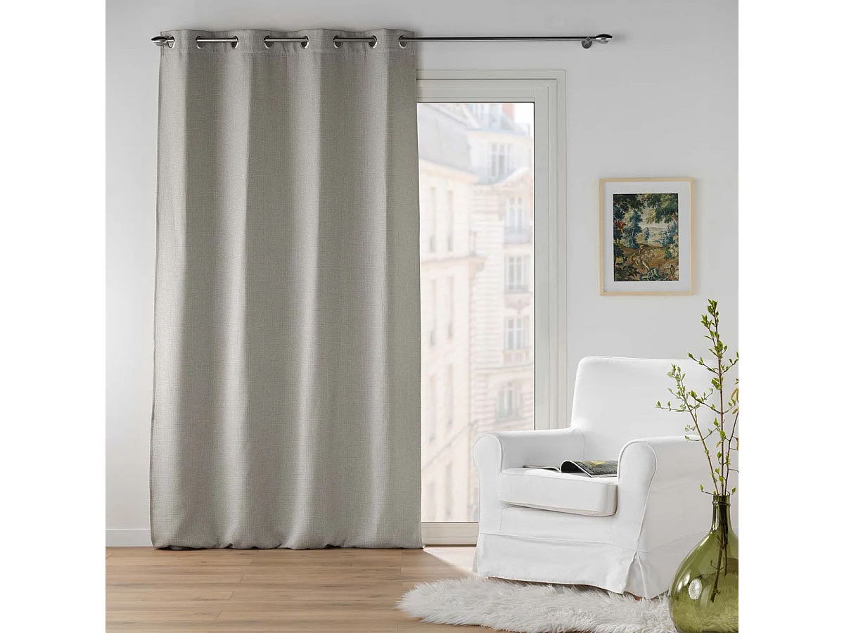 Rideau Occultant Jacquard "Blake" 135x240cm Gris