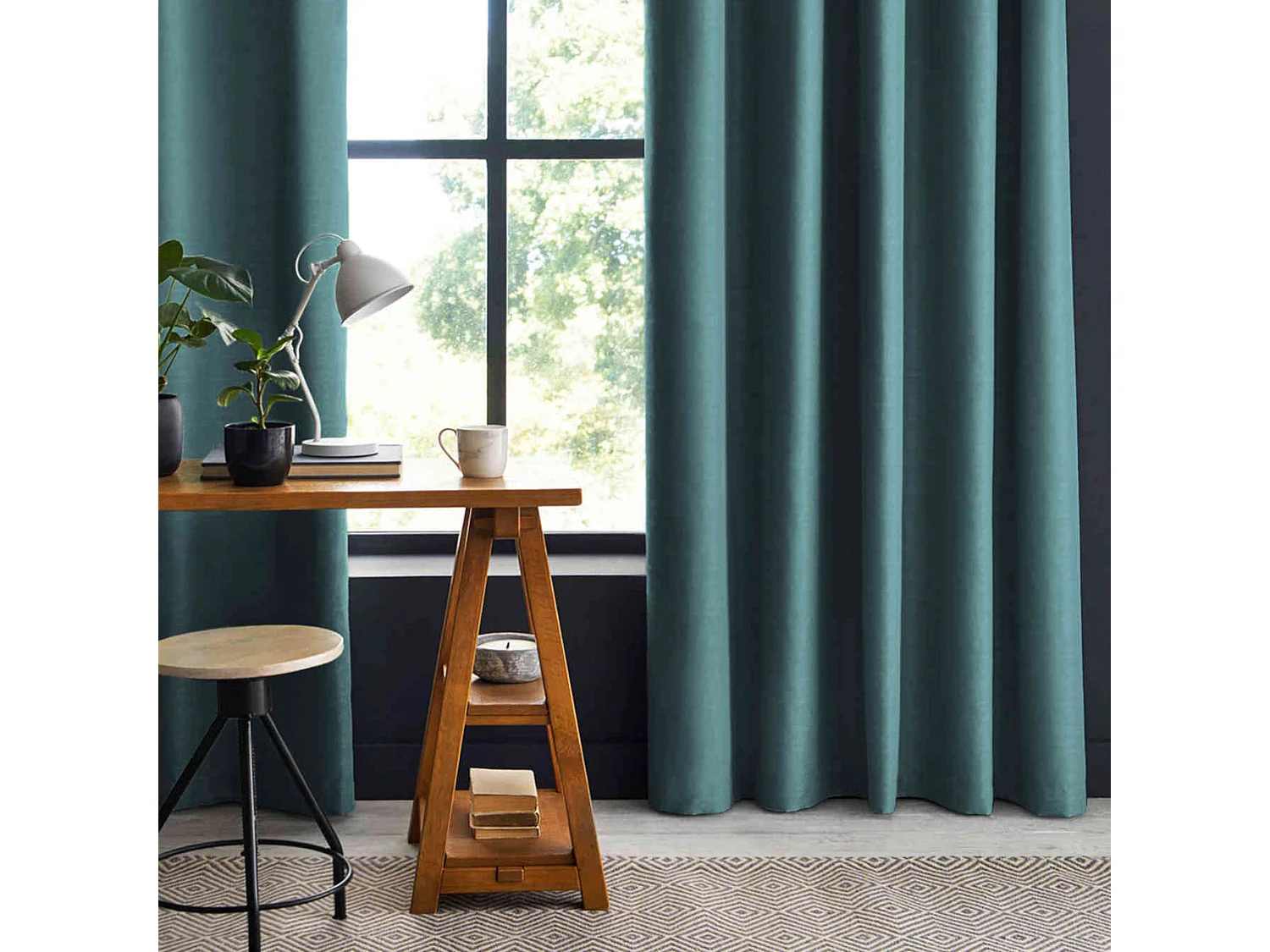 Rideau occultant à œillets bleu canard 140x180