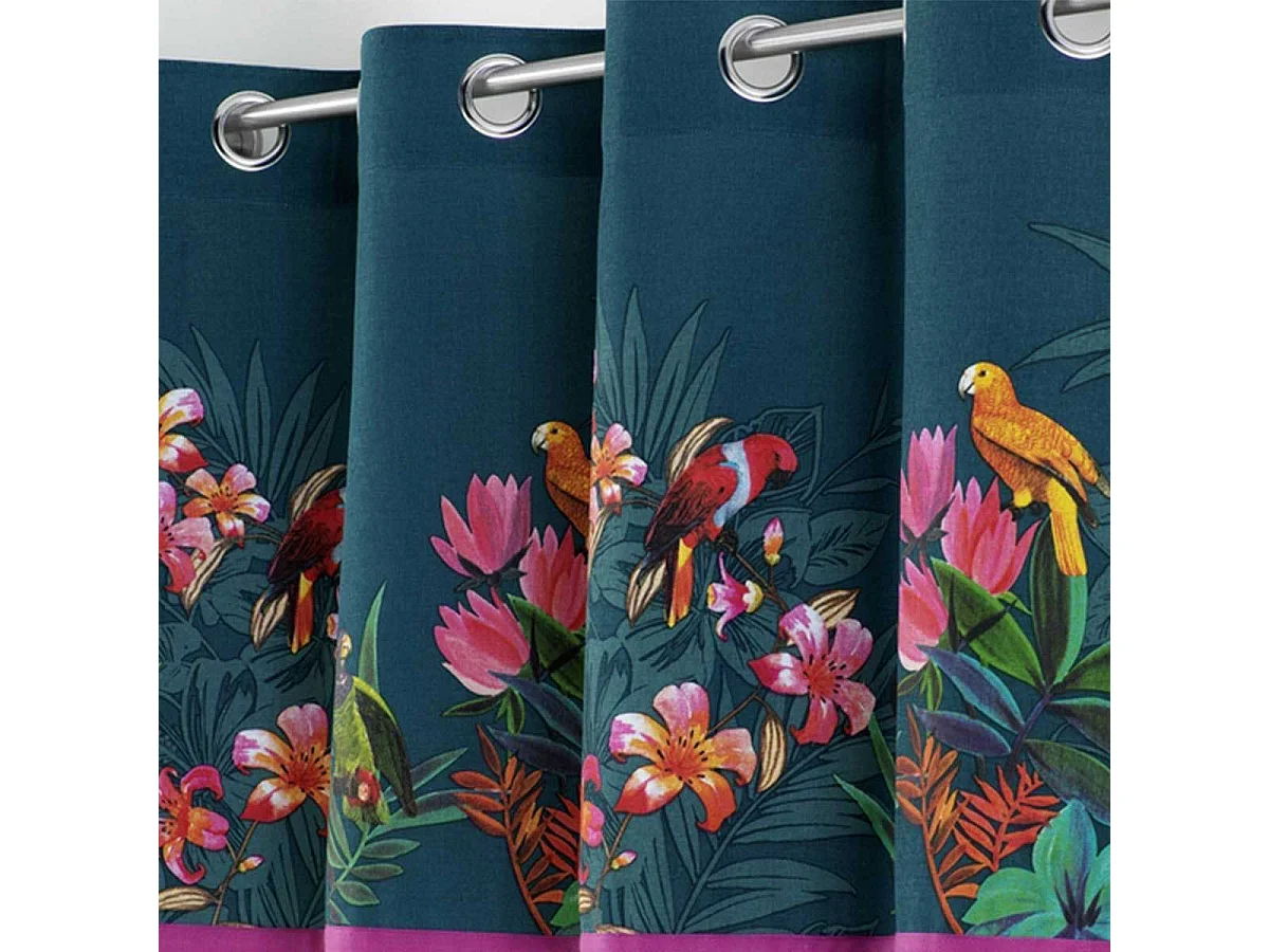 Rideau à Œillets "Exotic Paradise" 140x240cm Bleu